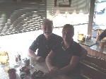 Carrie and her Dad enjoying breakfast